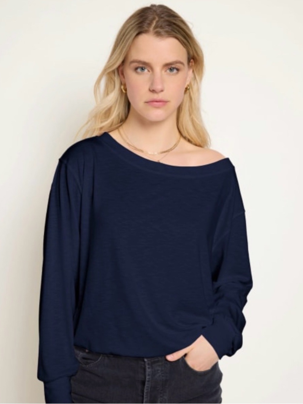 •• 78&SUNNY •• Brooksville Slub Off The Shoulder Top in Sapphire •• Small (2-4)